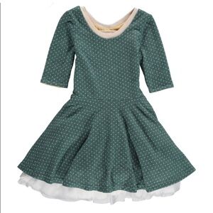 Elegant Teal Kids Dress with Polka Dots